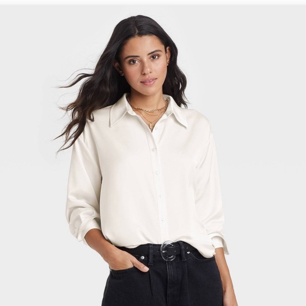 A New Day women’s long sleeve satin shirt